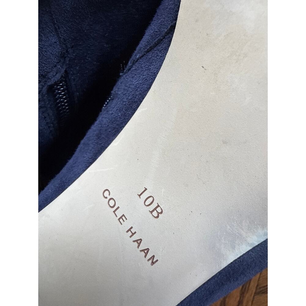 Cole Haan Leather & Suede Navy Blue Booties Size 10 - Picture 5 of 8
